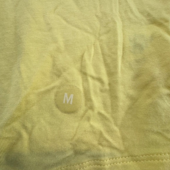 ME WE Essentials Yellow Ruffle Off Shoulder Crop Top T Shirt Womens Size M - Picture 8 of 9